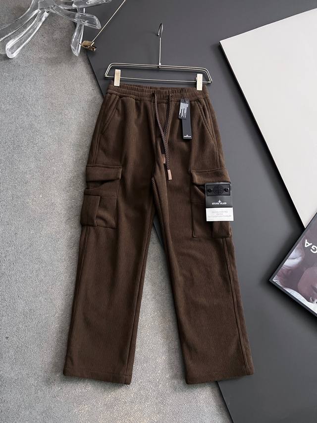 Stone Island*2025Fw Autumn/Winter New Casual Sweatpants# Made with soft corduroy
