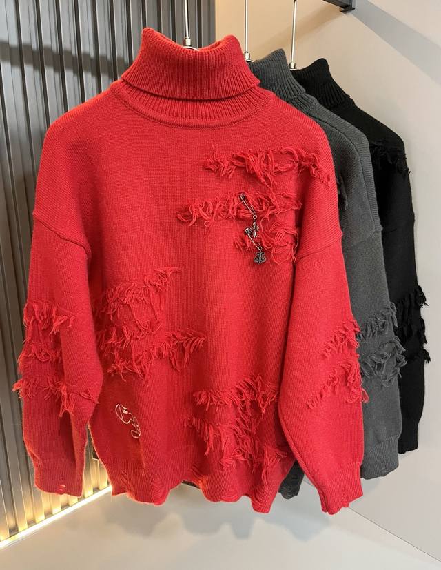 Chrome Hear*S 2025 Autumn/Winter New Unisex Knitted Wool Sweater. A must-have wo