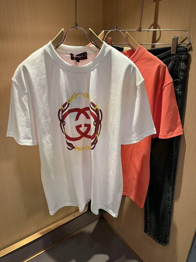 Gucc* 2026 Spring/Summer New Unisex Casual Loose Cotton Crew Neck Short Sleeve T