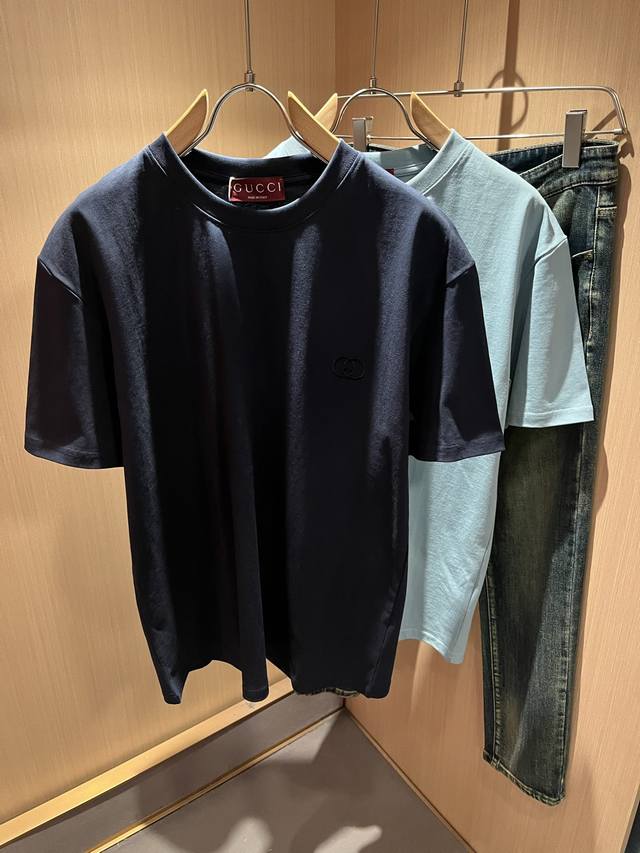 Gucc* 2026 Spring/Summer New Unisex Casual Loose Cotton Crew Neck Short Sleeve T