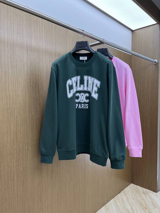 Celine Fw Early Autumn New Crew Neck Sweatshirt, Unisex! Uniquely eye-catching,