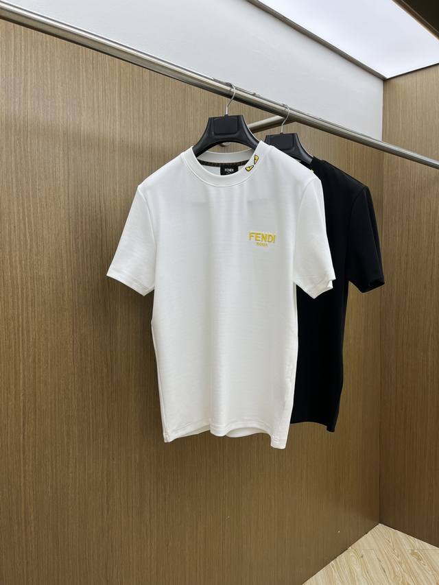 Fd 2025 Autumn/Winter Crew Neck Embroidered Short-Sleeve T-Shirt Base Layer. The