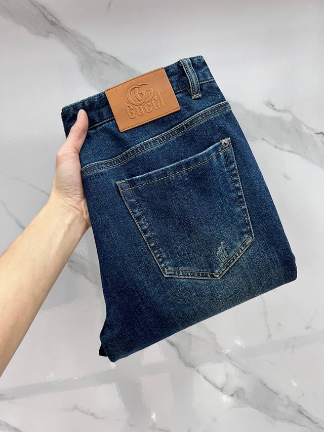 Gucci high-end custom-made 2025 early autumn latest denim jeans, available in st