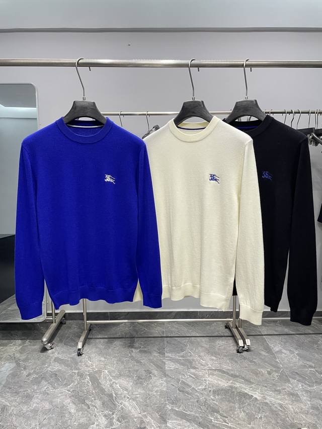 Bur2025 Autumn/Winter New Arrival: Horse Logo Embroidered Wool and Cashmere Knit