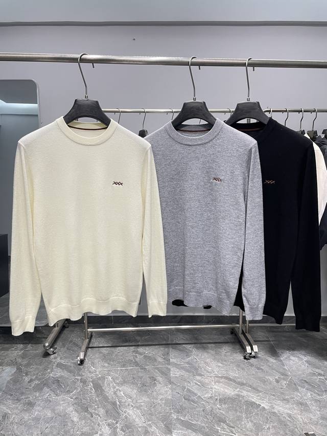 Ez25Fw Autumn/Winter New High-Quality Cashmere and Wool Blend Knit Crew Neck Swe