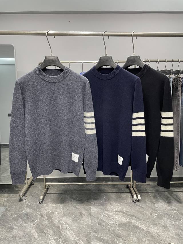 Tb25Fw Autumn/Winter New Classic Four-Stripe Cashmere and Wool Blend Crew Neck P