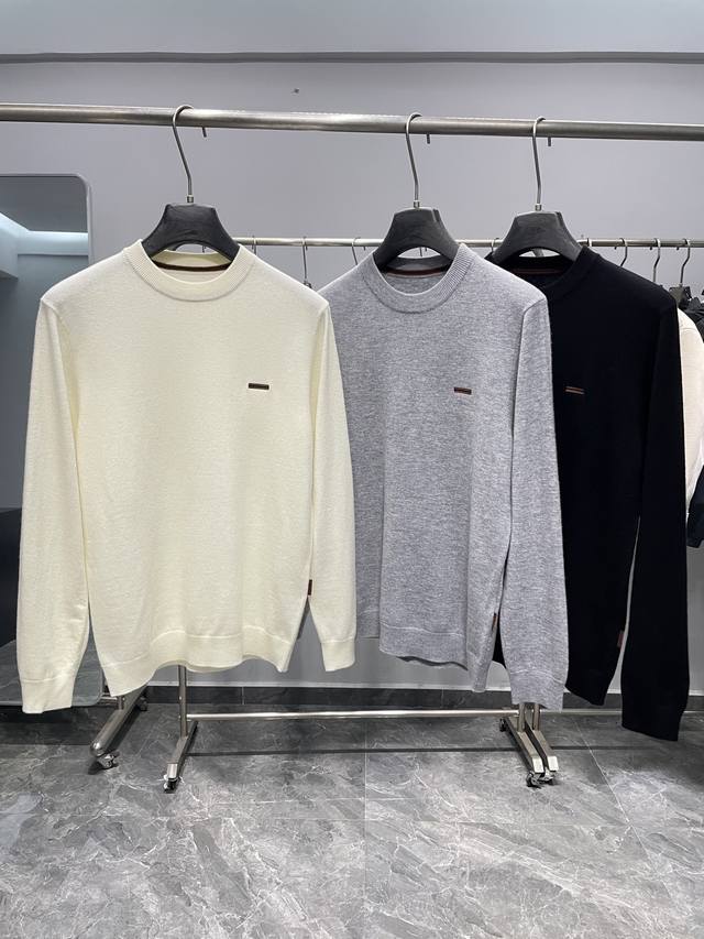 Ez25Fw Autumn/Winter New High-Quality Cashmere and Wool Blend Knit Crew Neck Swe