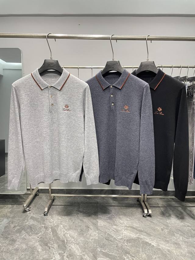 Lfw Autumn/Winter New Cashmere and Wool Yarn Knitted Turndown Sweater! Classic L