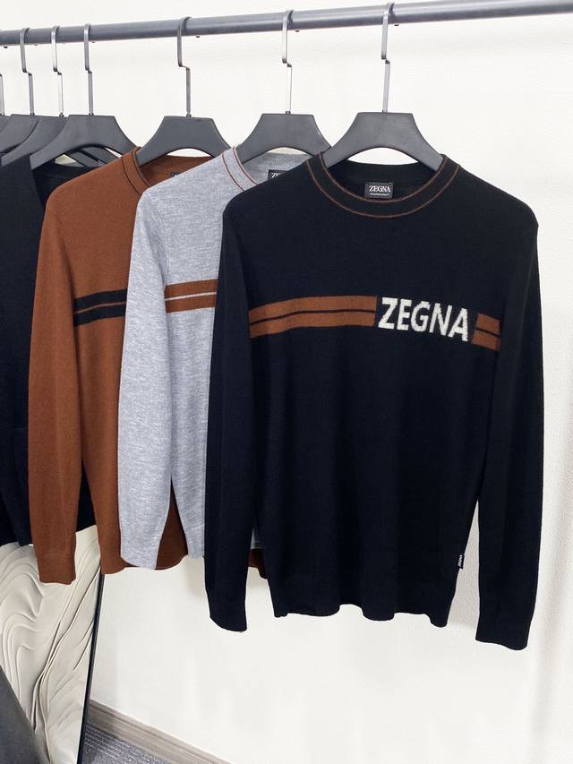 New Ermenegildo Zegna men's high-end cashmere and wool blend cashmere sweater, p