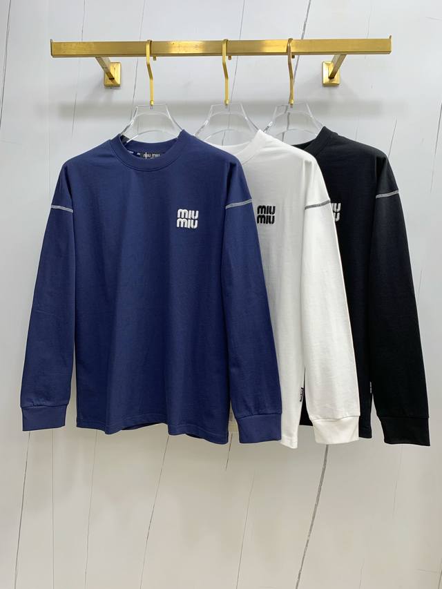 Miumiu25Ss Autumn New Arrival, Trade Order Round Neck Long Sleeve Base Shirt, Po