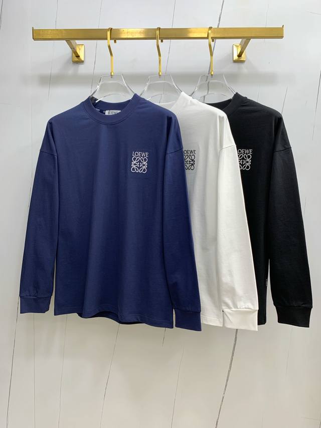 Loewe 25Ss Autumn New Arrival, New Trade Order Round Neck Long Sleeve Base Shirt