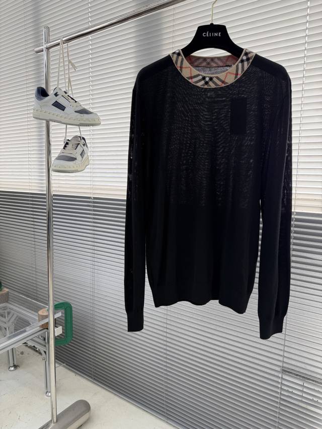 Bbr Checkered Worsted Wool Sweater with Neckline ( ) Sizes: S, M, L, XL, XXL, Sh