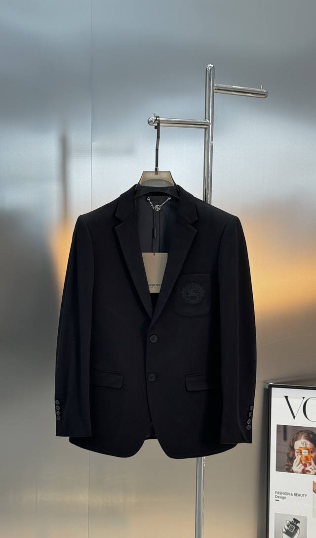 Burberry Black Badge Suit Jacket, classic black with badge embroidery, full of B