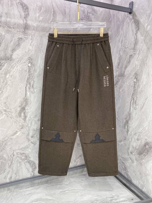 Chrome Hearts 25th Anniversary Winter New Wool Trousers ( ) Custom cross leather