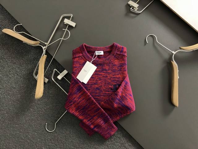 Cin* Fitted Size S-XL 2025 Autumn/Winter Trendy Wool Sweater. Featuring red flor