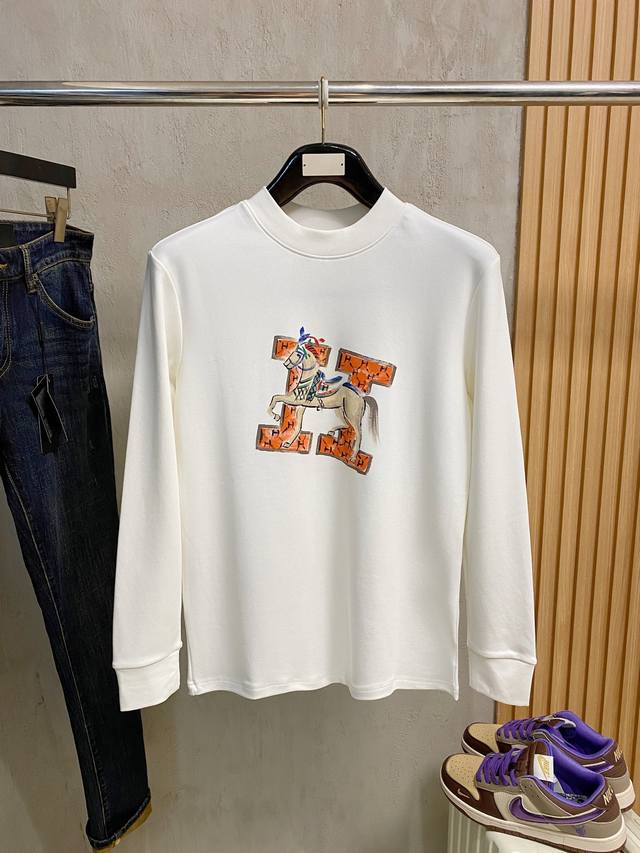 Hermes 2025 Autumn/Winter New Fashion Casual Long-Sleeve T-Shirt, made from sele
