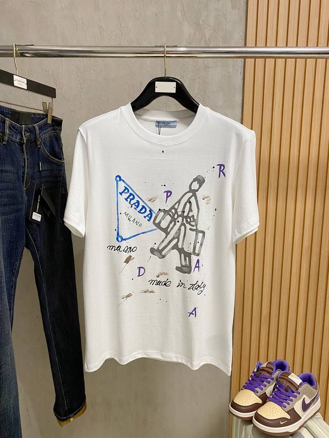 Prada 2026 Spring/Summer New Unisex Short-Sleeve T-Shirt, Latest Exclusive Onli