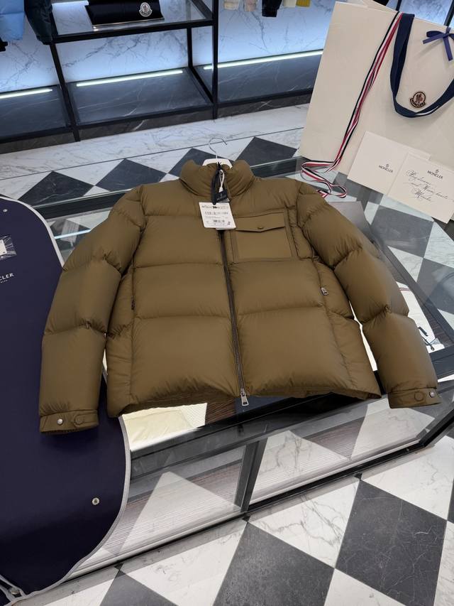 Moncler Chinon Men's Square Quilted Short Fleece Jacket. More detailed photos.