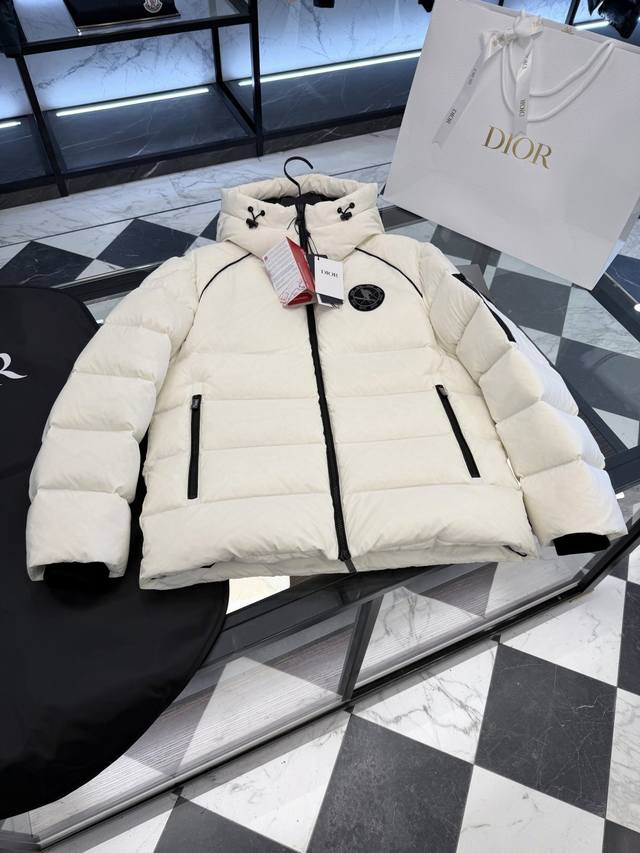 Dior x Descente Limited Edition Ski Series Solid Color Hooded Logo Patch Down Ja