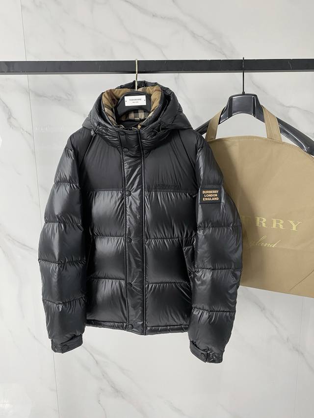 Price Adjustment pp Premium Down Burberry Hooded Down Jacket with Color-Blocked