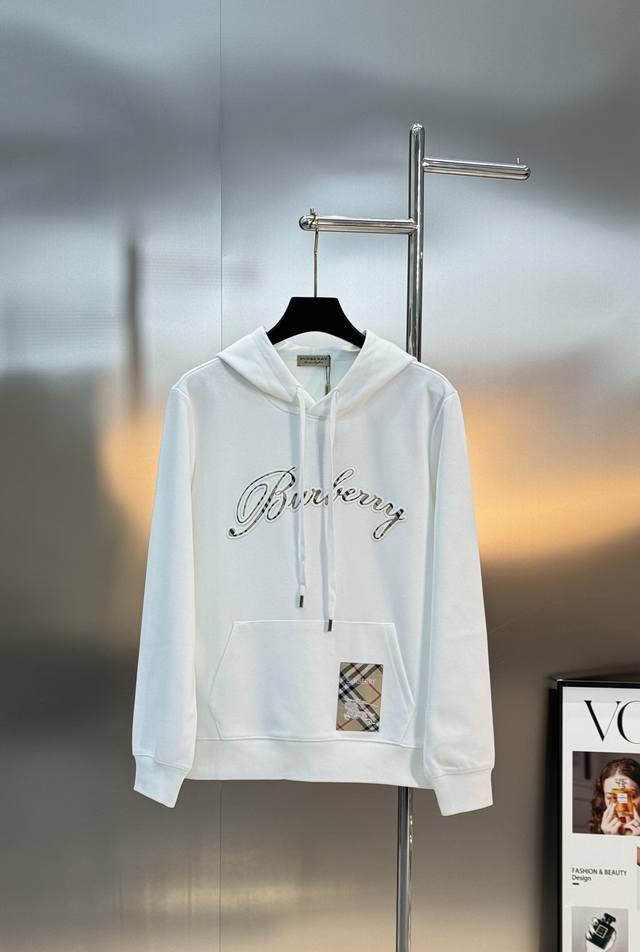Burberry 25S New Letter Print Hooded Sweatshirt. Made of high-quality 380g cotto