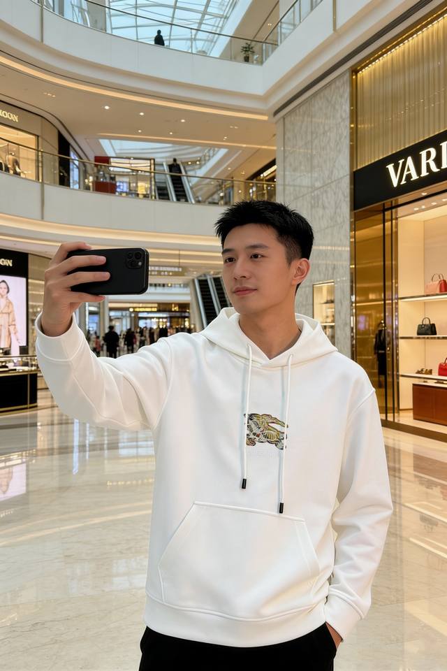 Bbr* Burberry-Li 2025S New Hooded Sweatshirt. Unisex! Features a Burberry checke