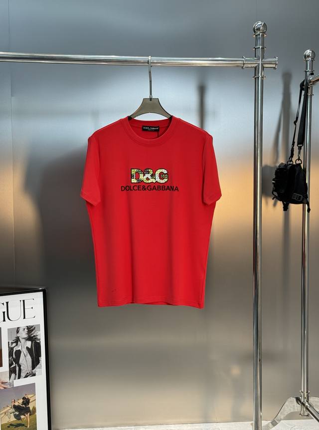 D&G*Dolce & Gabbana 25S Men's Modal Crew Neck Short-Sleeve T-Shirt. Classic Reco