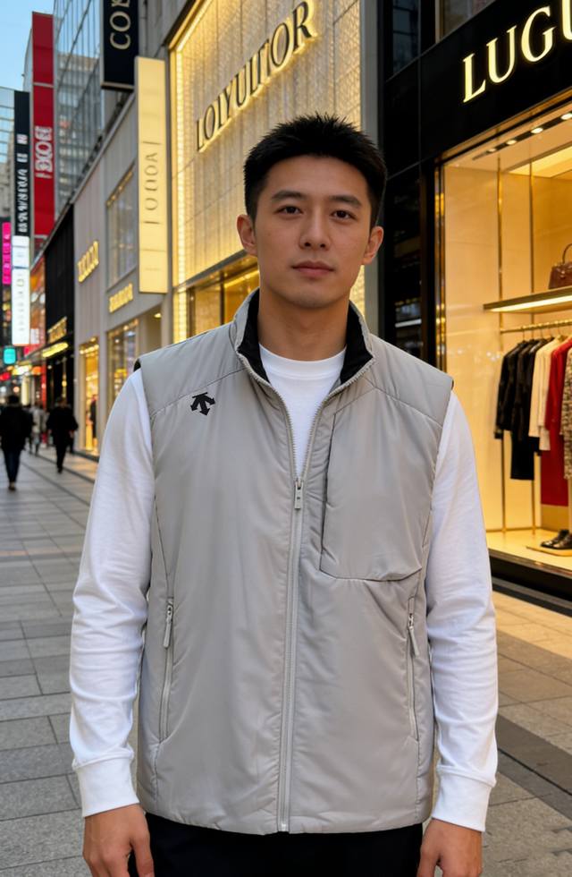 Descente 25S New Cotton Vest, filled with Primaloftp cotton, lightweight, warm,