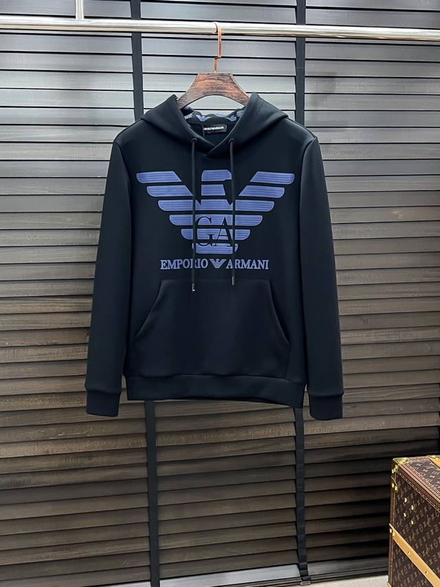 E Armani #25 Autumn/Winter Air Layer Hooded Sweatshirt Unisex Fashionable Casual