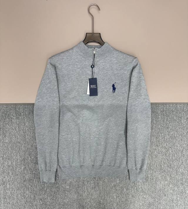 Polo Ralph Lauren 2025 New High-Neck Half-Zip Sweater, featuring a logo design