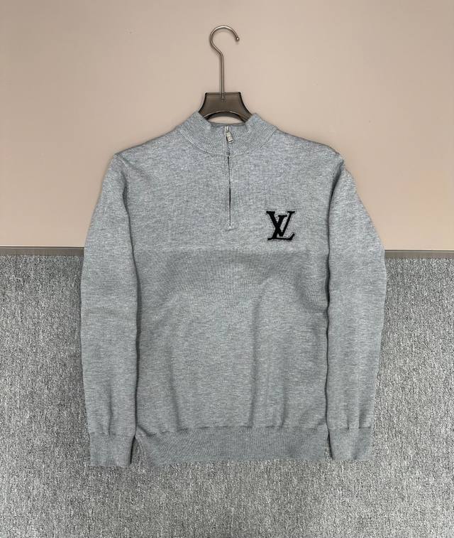 LV Louis Vuitton 2025 New High-Neck Half-Zip Sweater, featuring a logo design on