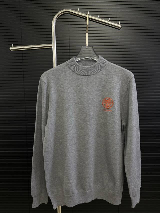 H's Hermes 2025 New High-Neck Sweater, featuring a logo design on the chest! Rar