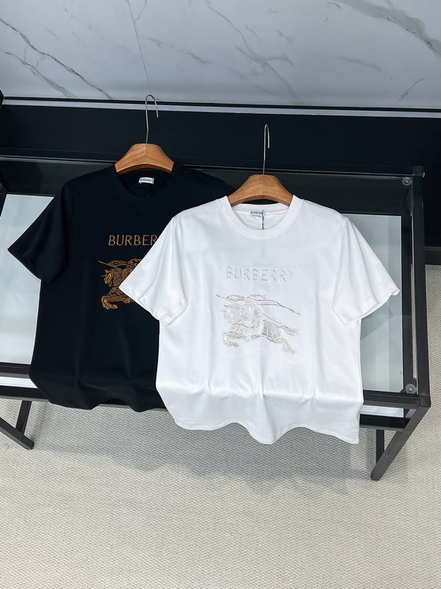 2026Ss New Arrival Burberry Equestrian Knight Embroidered Cotton Knit Crew Neck