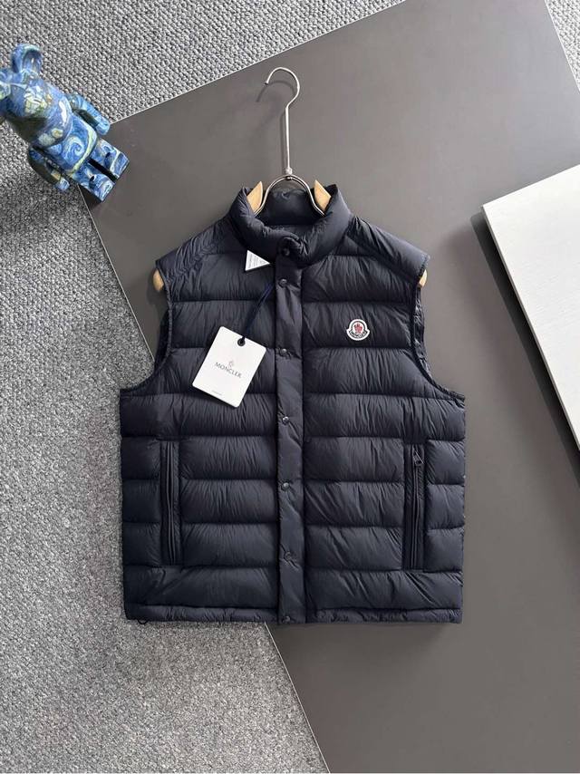Moc25Fw Autumn/Winter New Navy Blue Nylon Stand Collar Down Vest, Unisex Classic