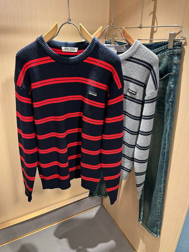 Miumiu 2025 Autumn/Winter New Unisex Knitted Wool Sweater, featuring the brand's