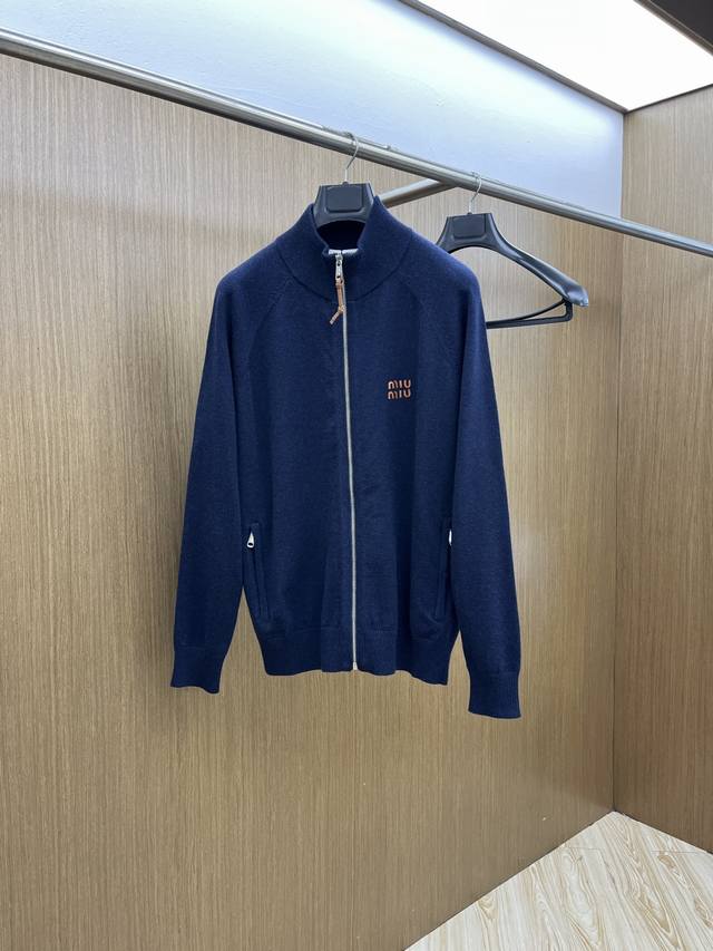 Miu Miu stand-collar knit zip-up sweater, a perfect capture of the autumn/winter