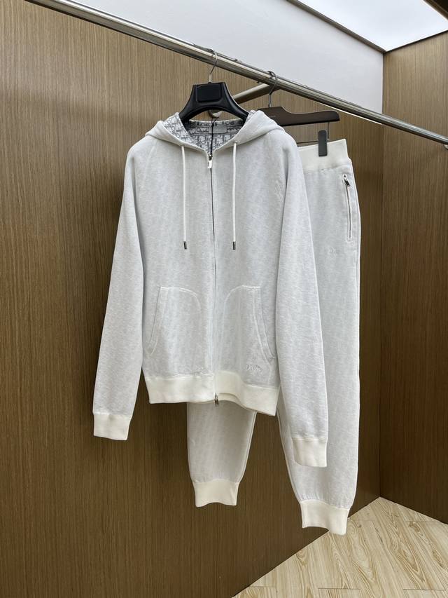 Dior Classic Autumn/Winter New Suit Wool Composite Jacquard Hooded Zip-Up Jacket