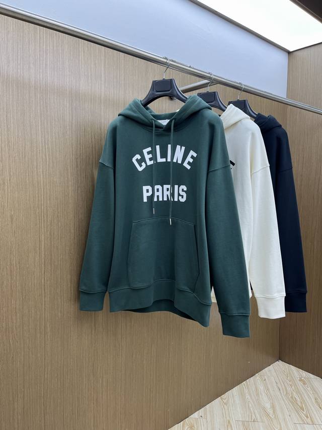 Celine Fw Early Autumn New Wide-Size Hooded Sweatshirt, Unisex! Uniquely eye-ca
