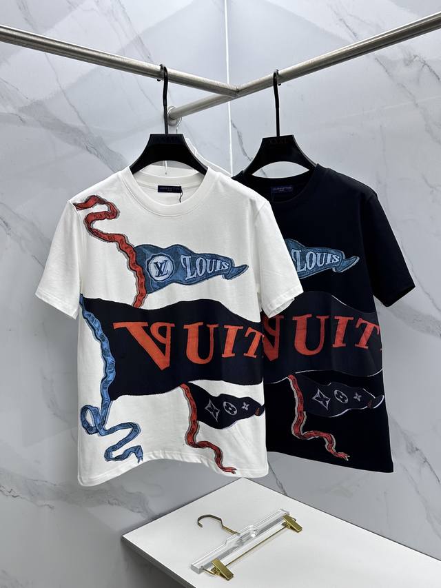 LV Louis Vuitton 2026 Spring/Summer New Printed Short-Sleeve T-Shirt, Pure Cotto