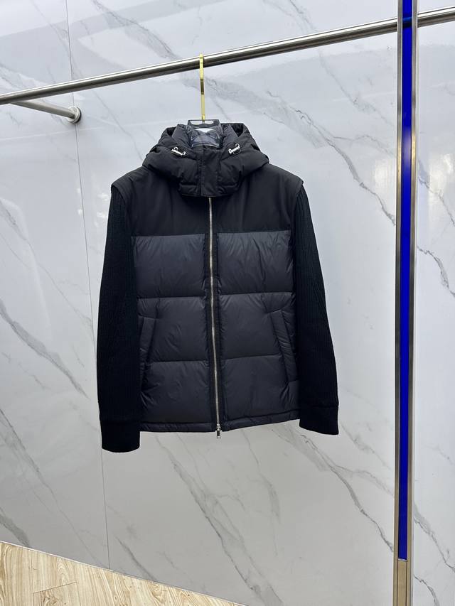 Zegna 2025 Autumn/Winter New Fashion Casual Hooded Knitted Down Jacket. The hood