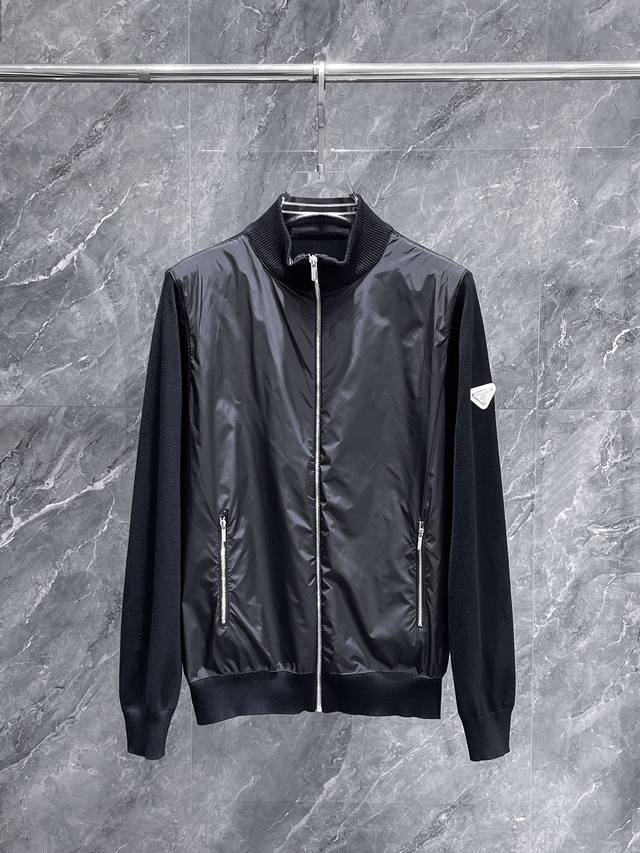 Prada 2025Ss New Wool Blend Collared Cardigan Long-Sleeve Sweater, Wool Sweater