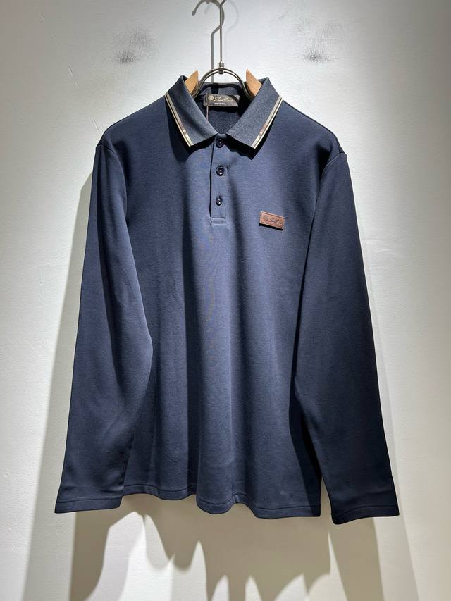 Loro Piana 2025 Autumn/Winter Men's Long-Sleeved Polo Shirt with Latest Trade Or
