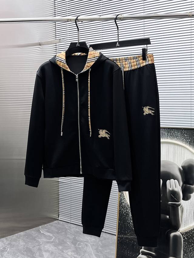Burberry 2025Ss New Logo Sporty Casual Zip-Up Jacket and Sweatpants Set. Made w