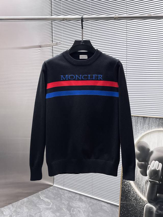 Moncler 2025Ss New Wool Blend Crew Neck Long Sleeve Sweater, High-End Version! C