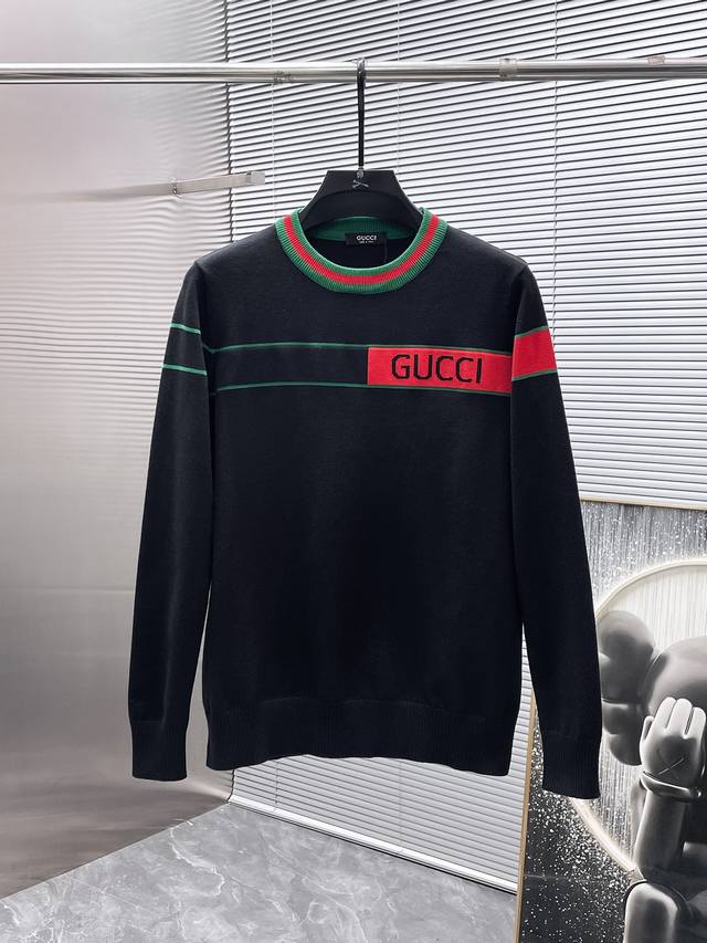 Gucci 2025 Spring/Summer New Wool Blend Crew Neck Long Sleeve Sweater, High-End