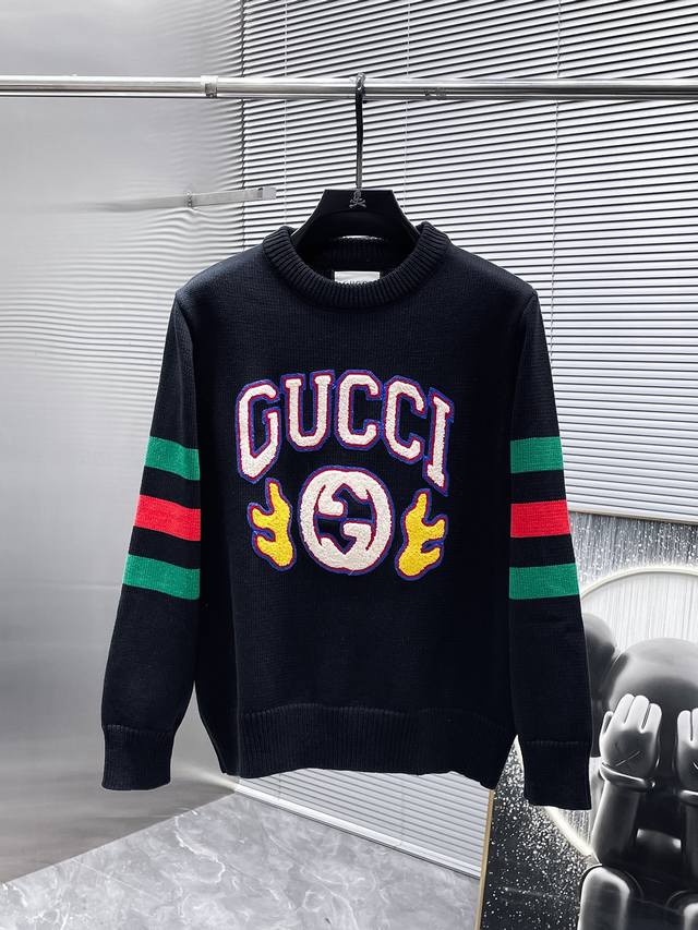 Gucci 2025 Spring/Summer New Wool Blend Long-Sleeve Crew Neck Sweater, High-End