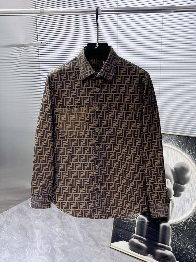 Fendi 2025Ss New Men's Long-Sleeve Denim Shirt, High-End Version! Custom-made f