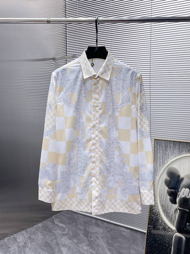 Versace 2025Ss New Men's Long-Sleeve Shirt, High-End Version! Custom-made fabri