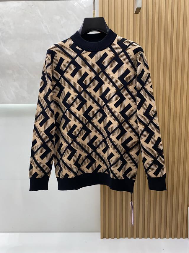 Fendi Highly Recommends! 2025 Autumn/Winter New Crew Neck Sweater, Same Style as