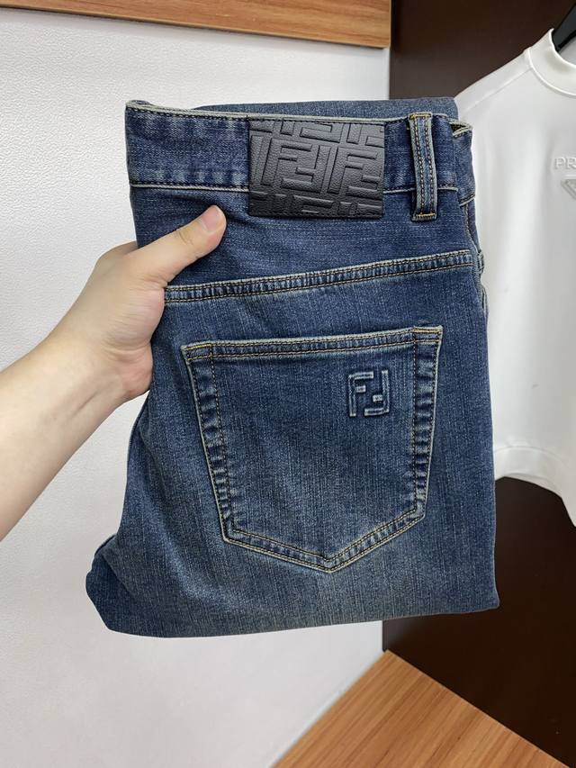 Fendi 2025 Autumn/Winter New Arrival Original Men's Slim Fit Denim Casual Pants,
